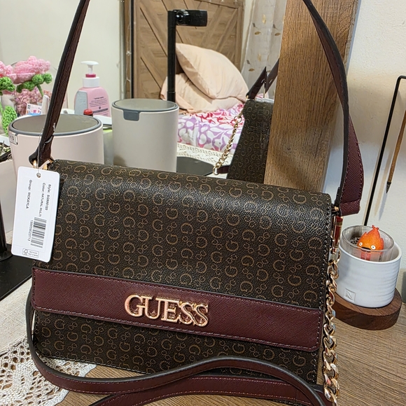 GUESS Brown and Burgundy Women's Bag
